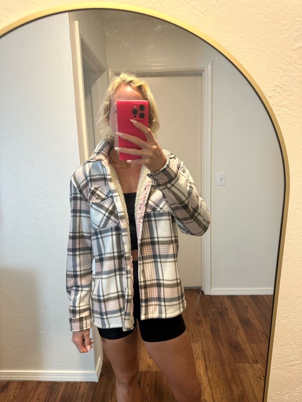 Sherpa lined plaid jacket​